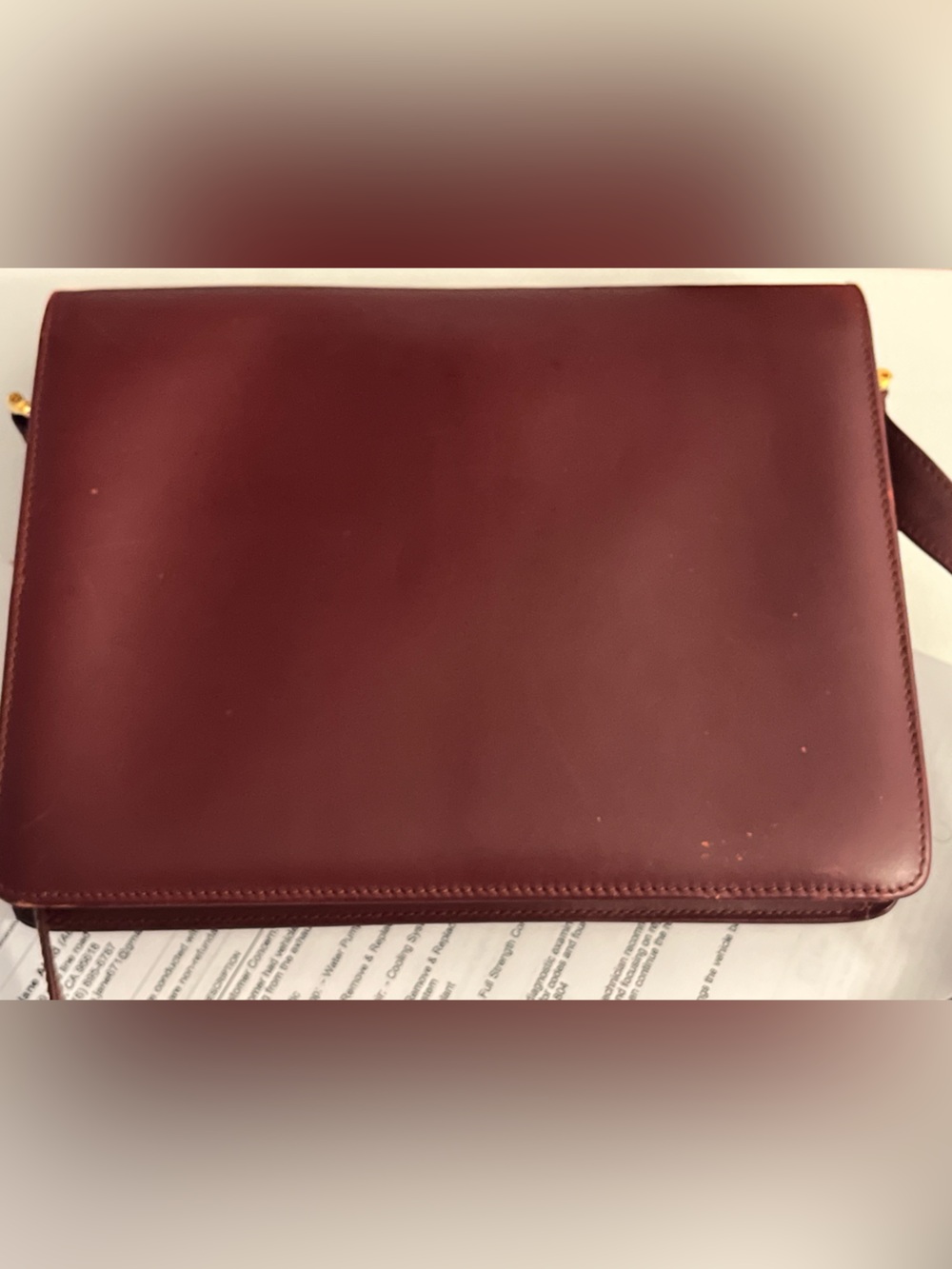 Cartier Burgundy Leather Shoulder Bag with Gold Hardware - Picture 12 of 14
